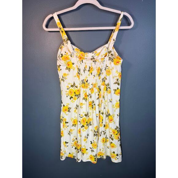 NoBo Dress Women's Size LG Floral White Yellow Button Sundress Vacation Short - Picture 2 of 6